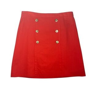 J. Crew Orange A Line Linen Blend Mini Skirt with Gold Buttons sz 12